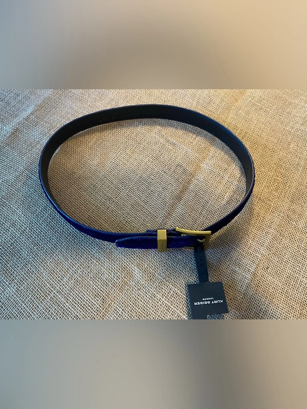 Kurt Geiger Purple Velvet Belt with Gold Hardware